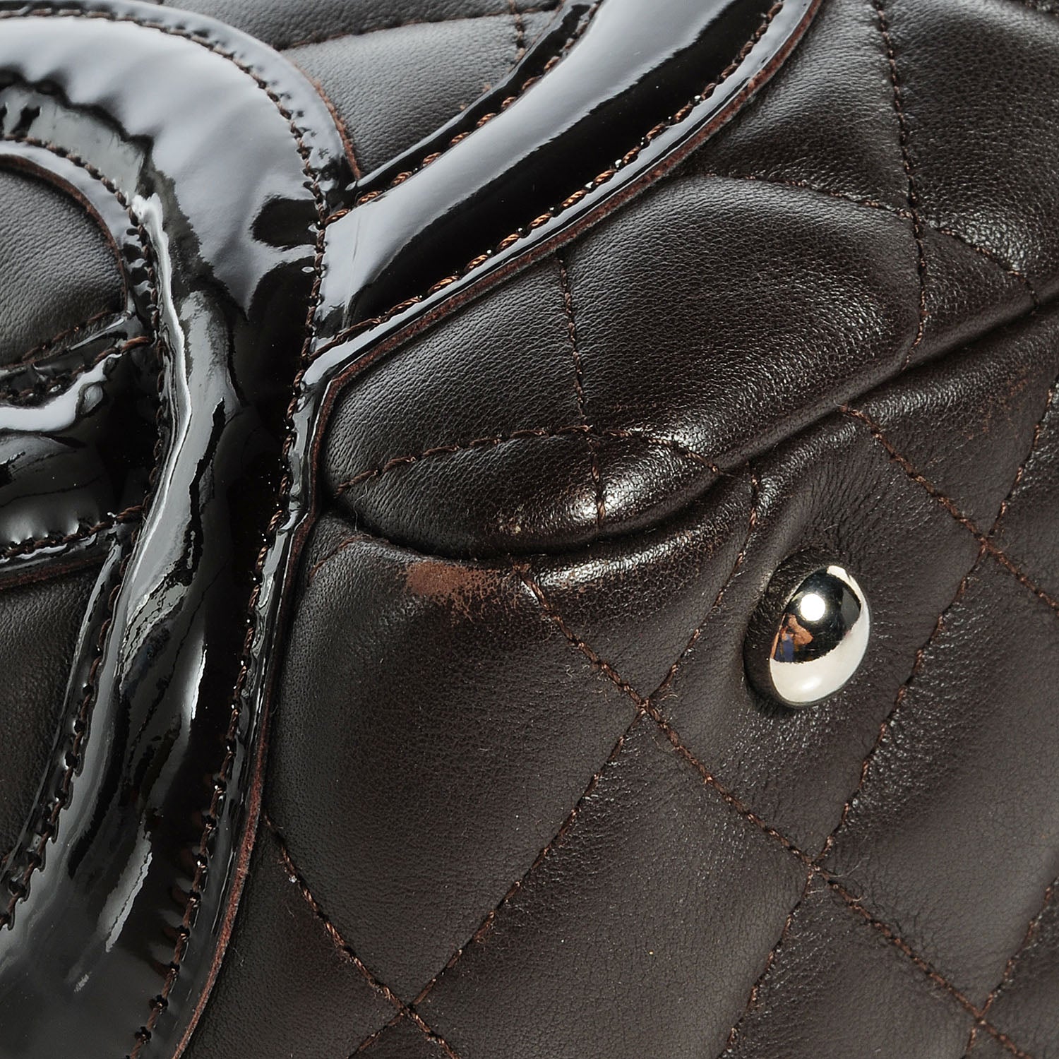 Chanel Calfskin Quilted Large Cambon Bowler Dark Brown 5 of 9