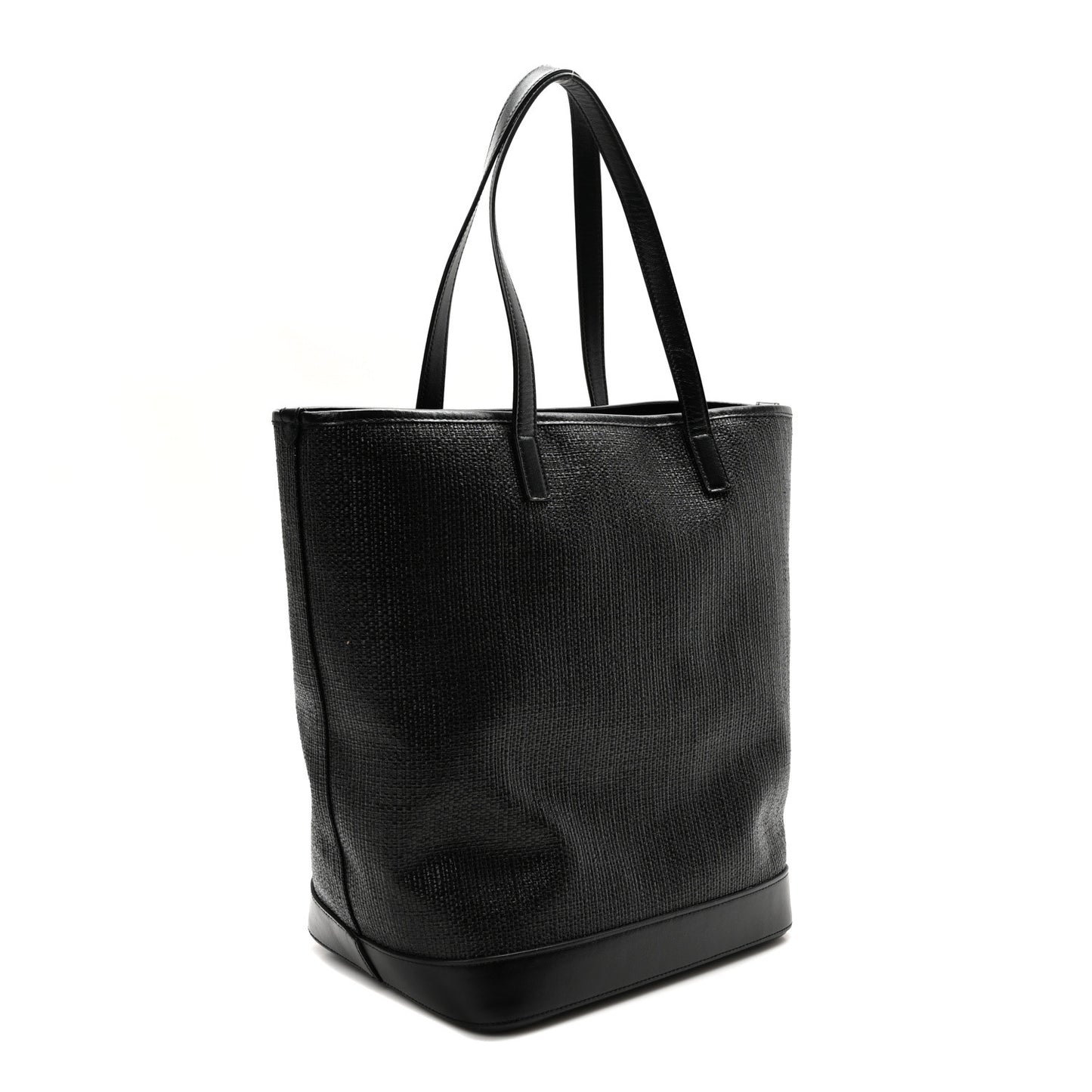 Linen Canvas Teddy Shopping Bag Black