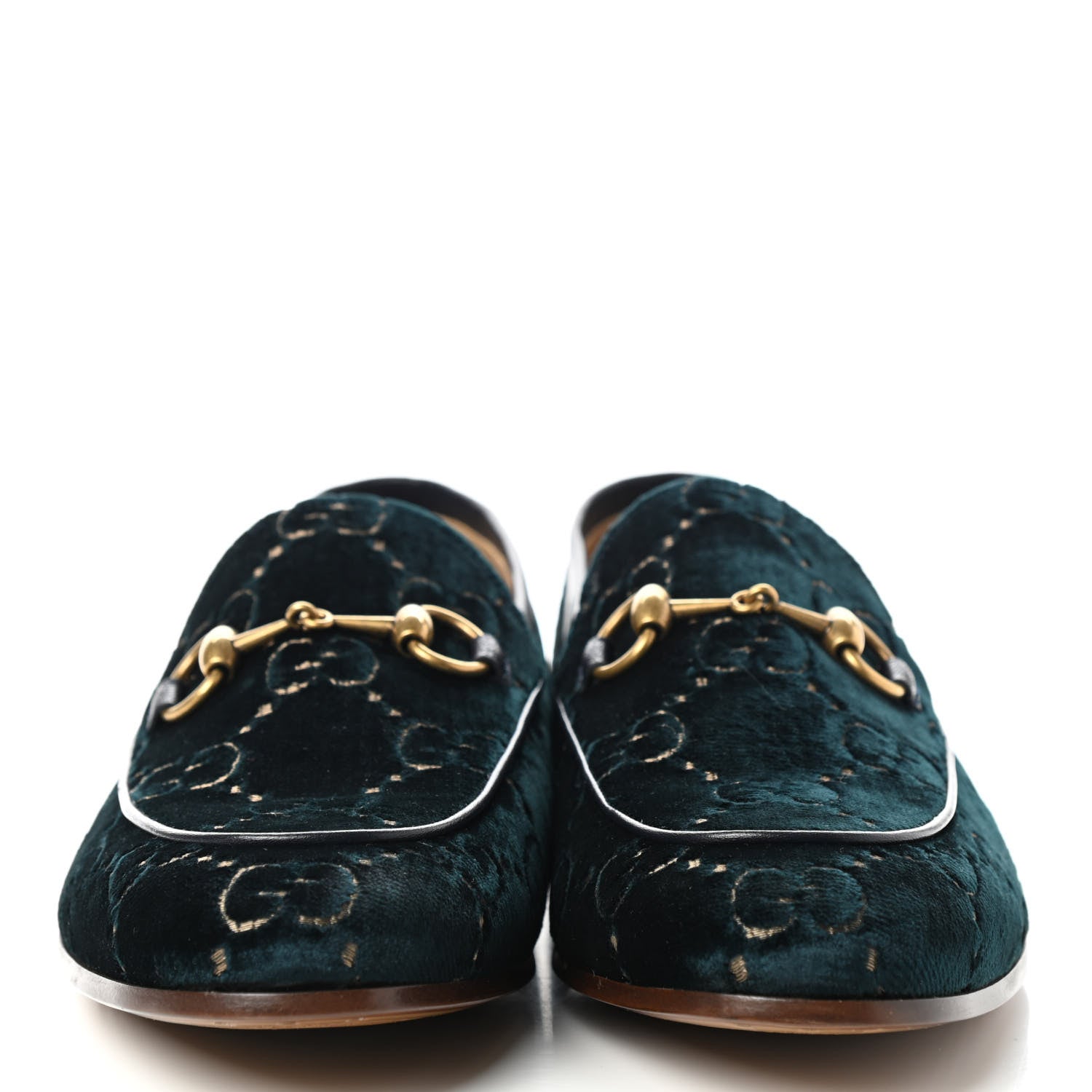 Gucci Velvet GG Monogram Horsebit Mens Jordaan Loafers 7.5 Blue Beige 2 of 8