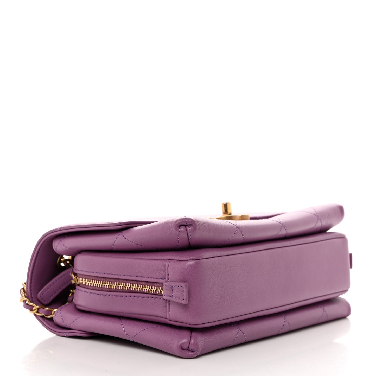 Lambskin Sleek And Chic Flap Purple