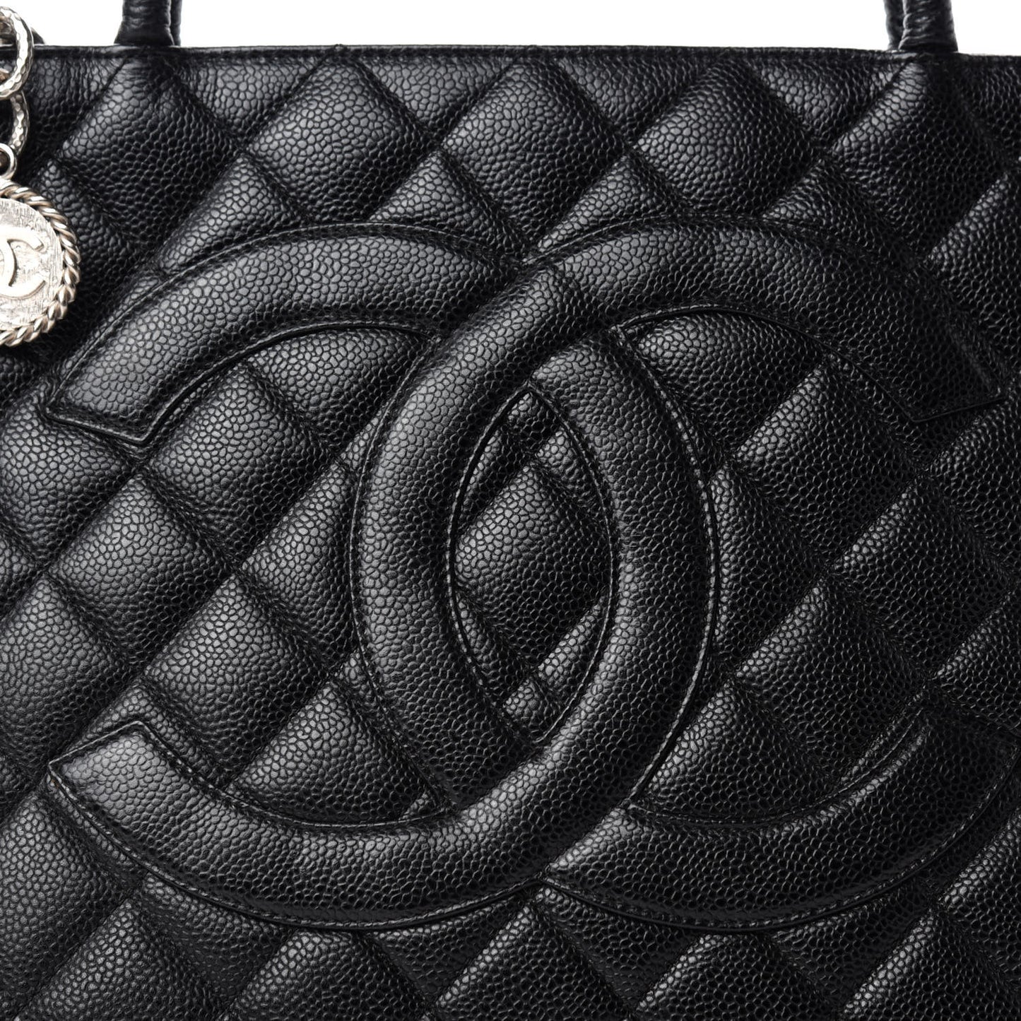Caviar Quilted Medallion Tote Black
