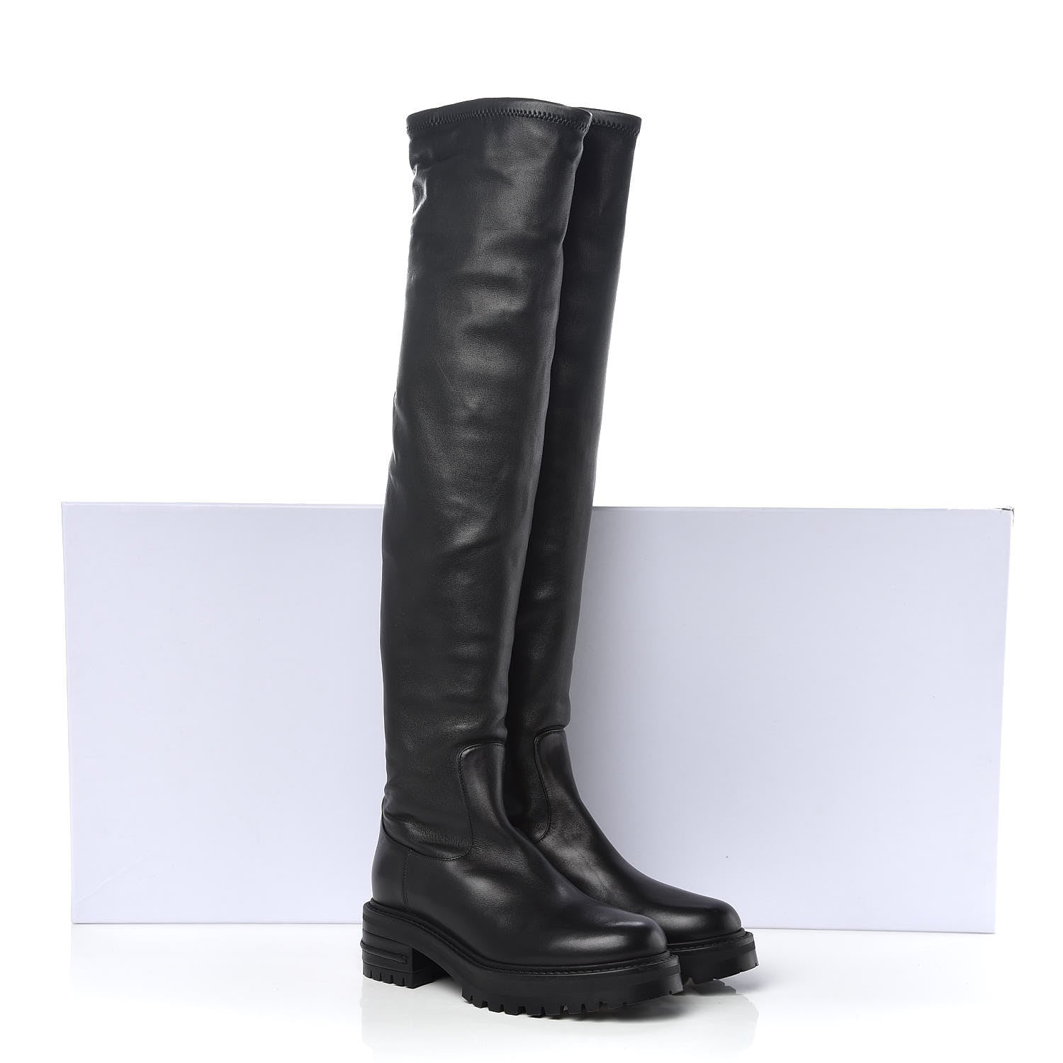 Christian Dior Stretch Lambskin Fight Knee Boots 36.5 Black 8 of 8