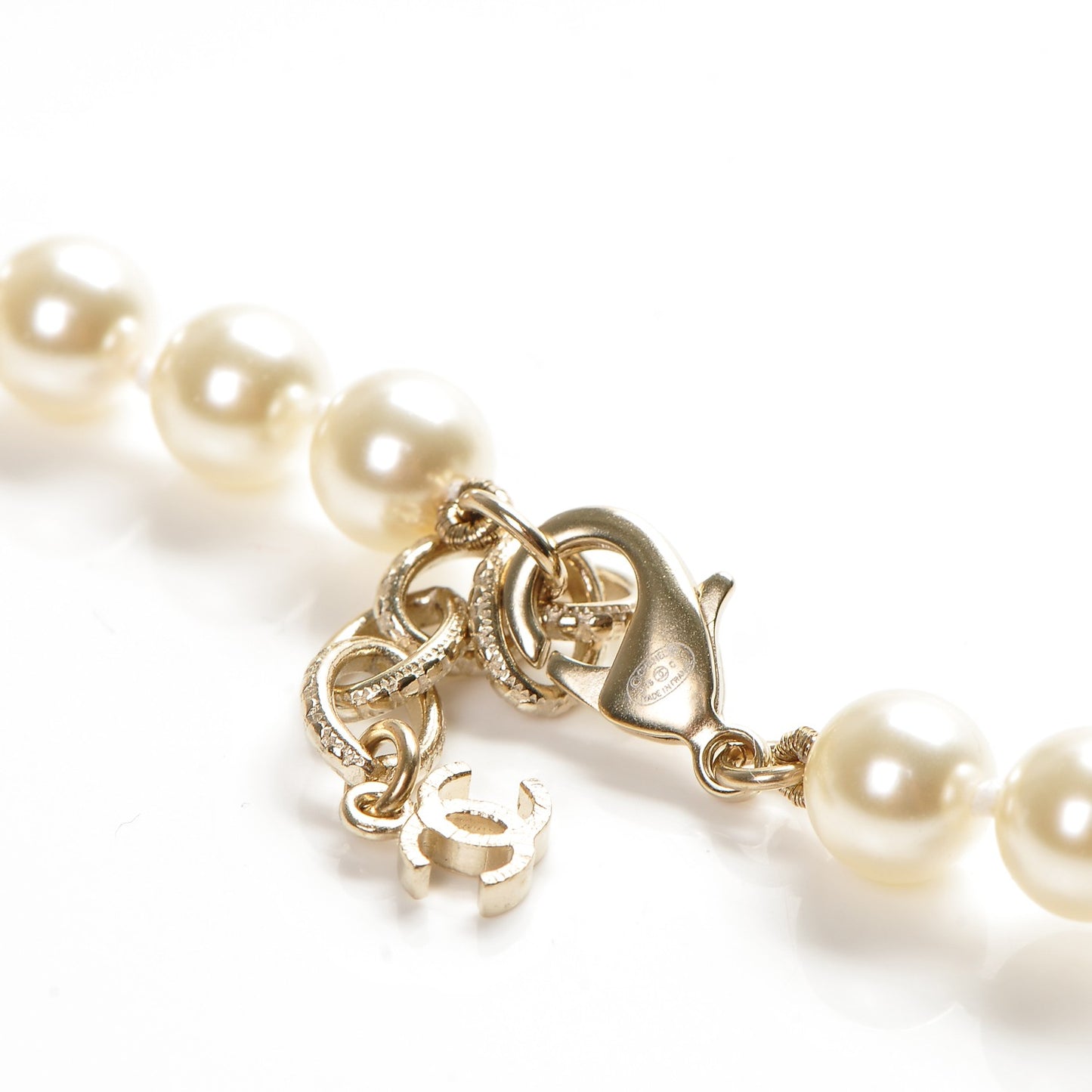Pearl Gripoix Poured Glass Long Necklace Gold Green White