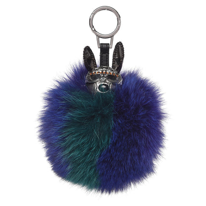 MCM Visetos Rabbit Bag Charm Silver Blue Green 1 of 6