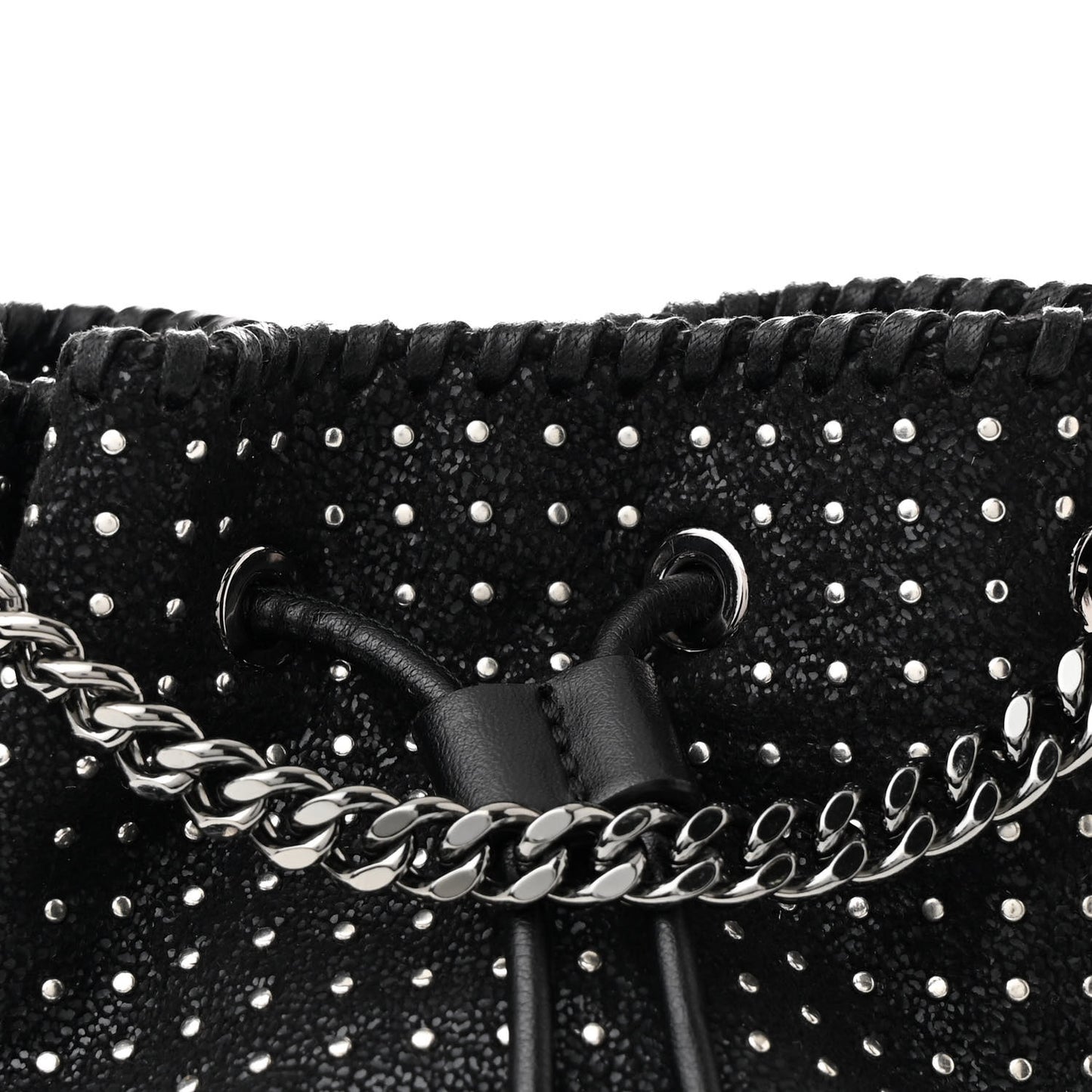Shaggy Deer Small Falabella Studded Bucket Bag Black