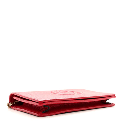 Gucci Pebbled Calfskin Soho Wallet on Chain Hibiscus Red 4 of 10