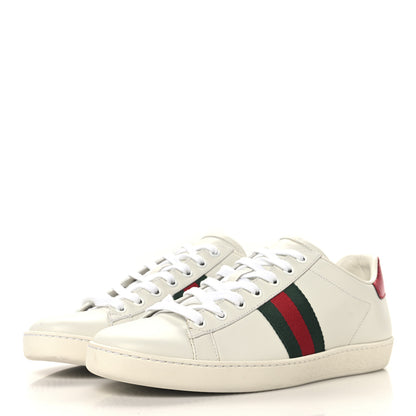 Gucci Calfskin Ayers Bee Embroidered Womens Ace Sneakers 40.5 White Green 4 of 9