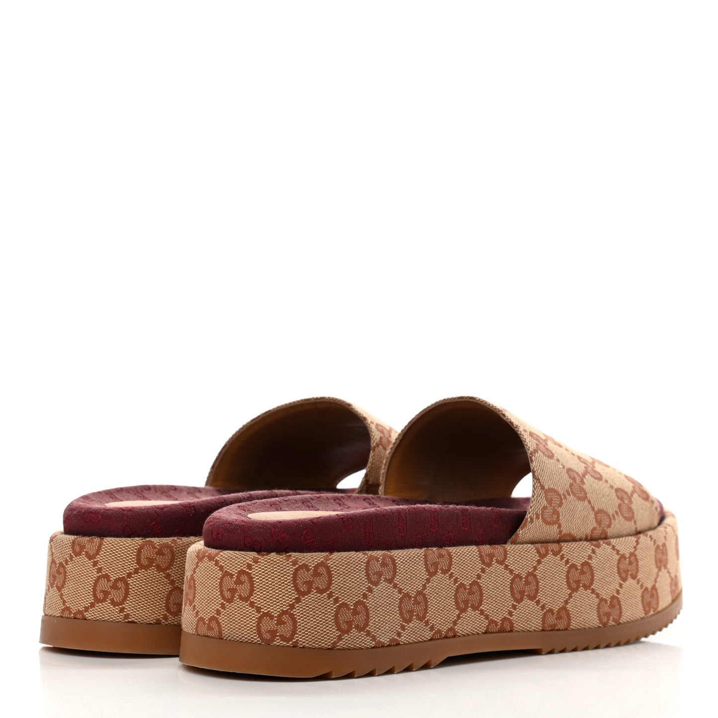 Canvas GG Monogram Angelina Platform Slide Sandals 39 Beige Ruggine