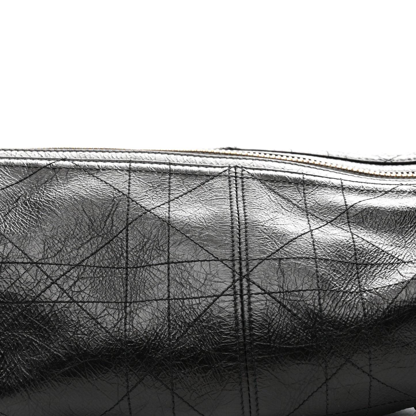 Crinkled Calfskin Macrocannage Medium D-Journey Bag Black