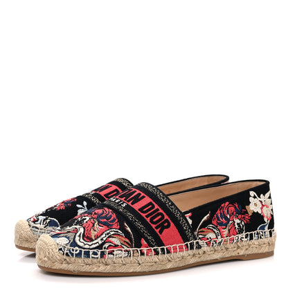 Christian Dior Canvas Embroidered Pop Granville Espadrille 40.5 Black Multicolor 4 of 13