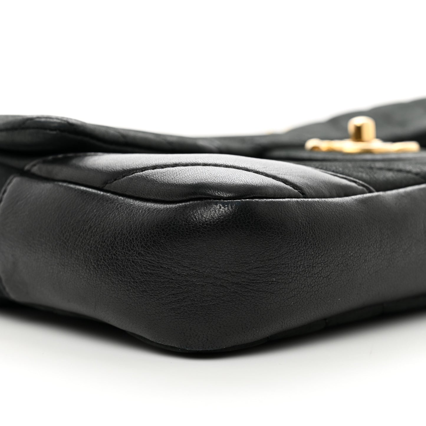 Suede Lambskin Chevron Quilted Flap Black