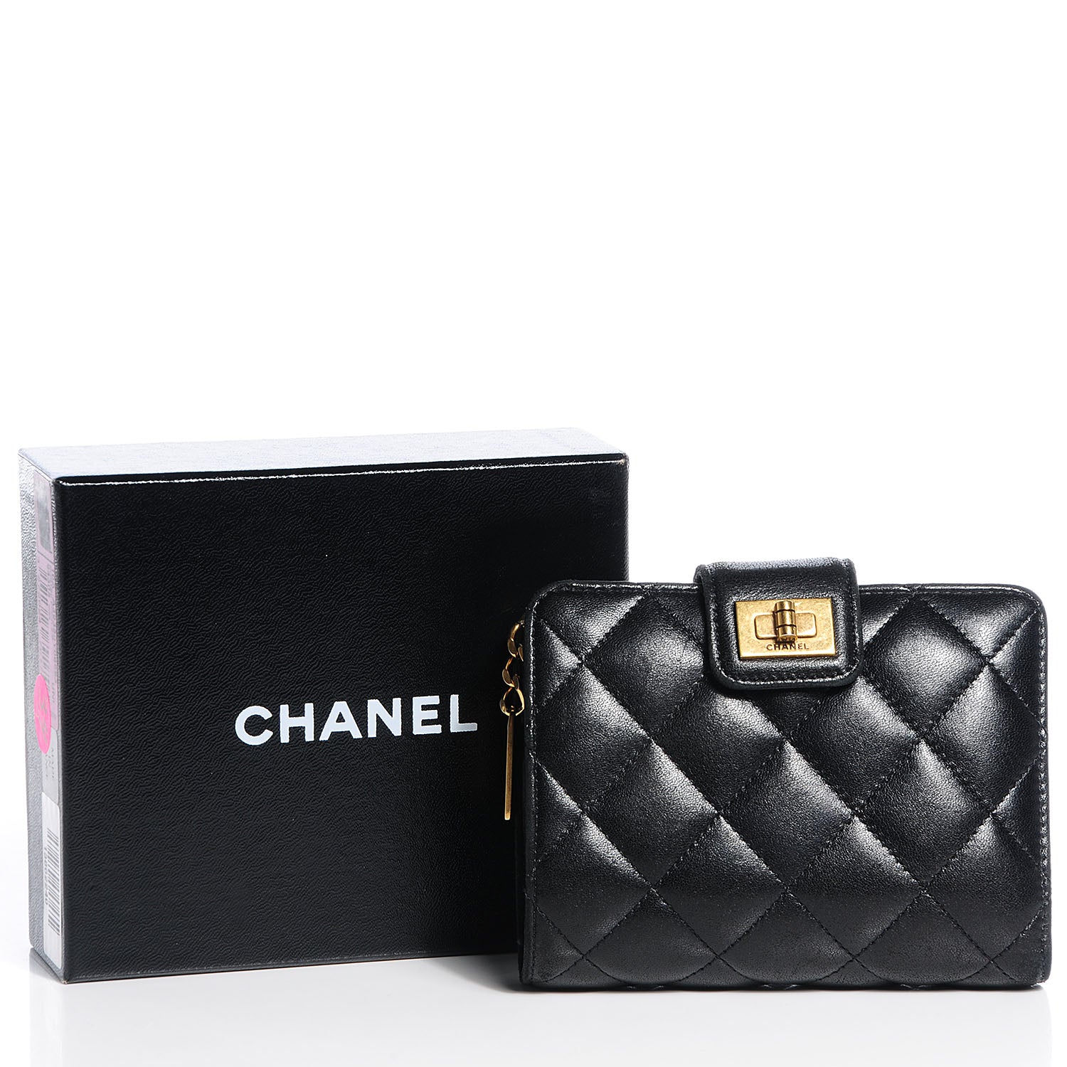 Chanel Lambskin Quilted Mademoiselle Compact Wallet Black 7 of 7