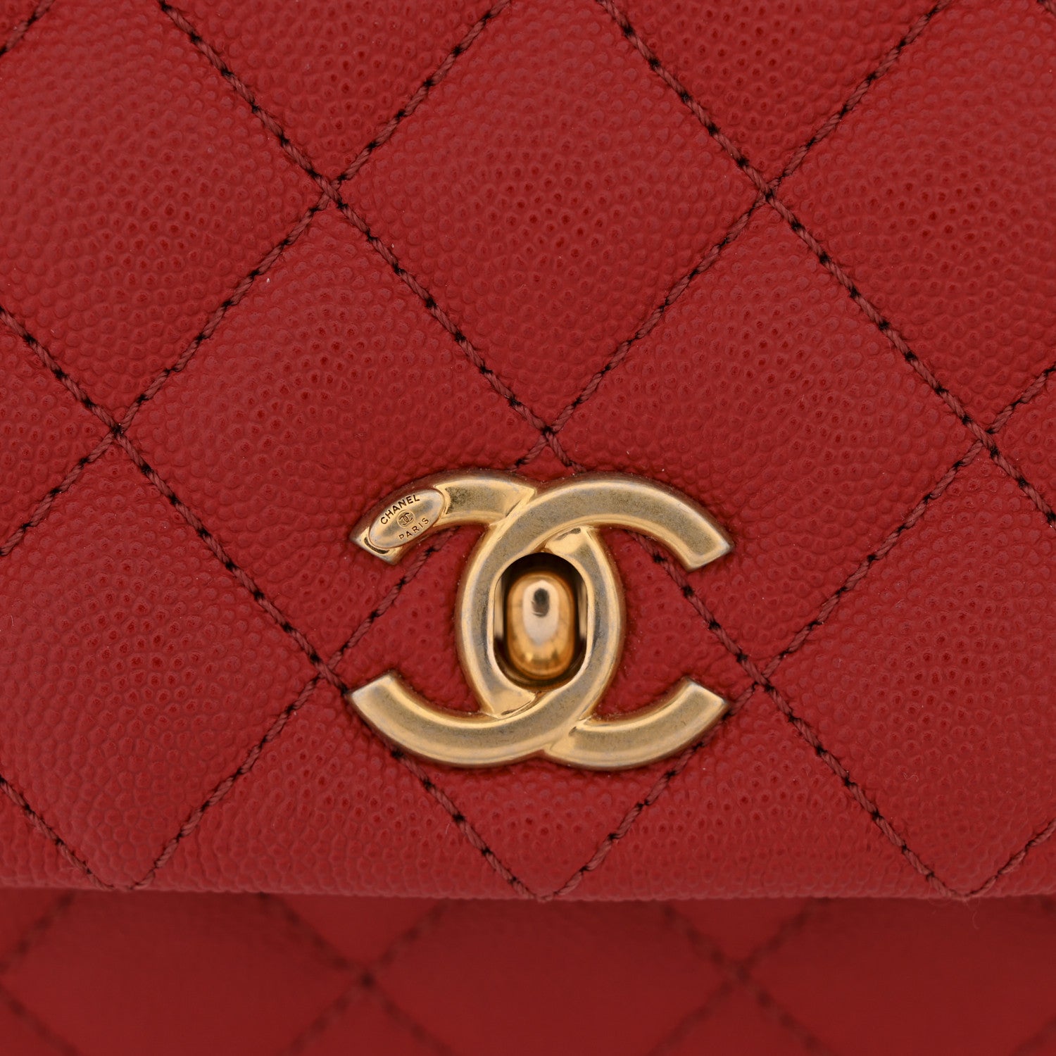 Chanel Caviar Lizard Embossed Quilted Mini Coco Handle Flap Red 11 of 11