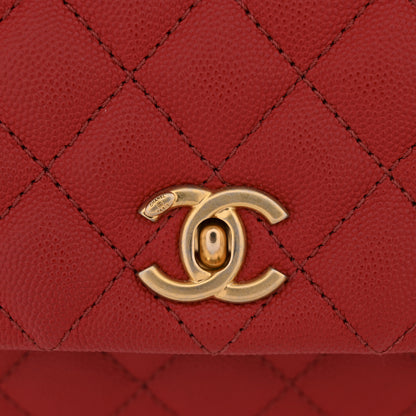 Chanel Caviar Lizard Embossed Quilted Mini Coco Handle Flap Red 11 of 11