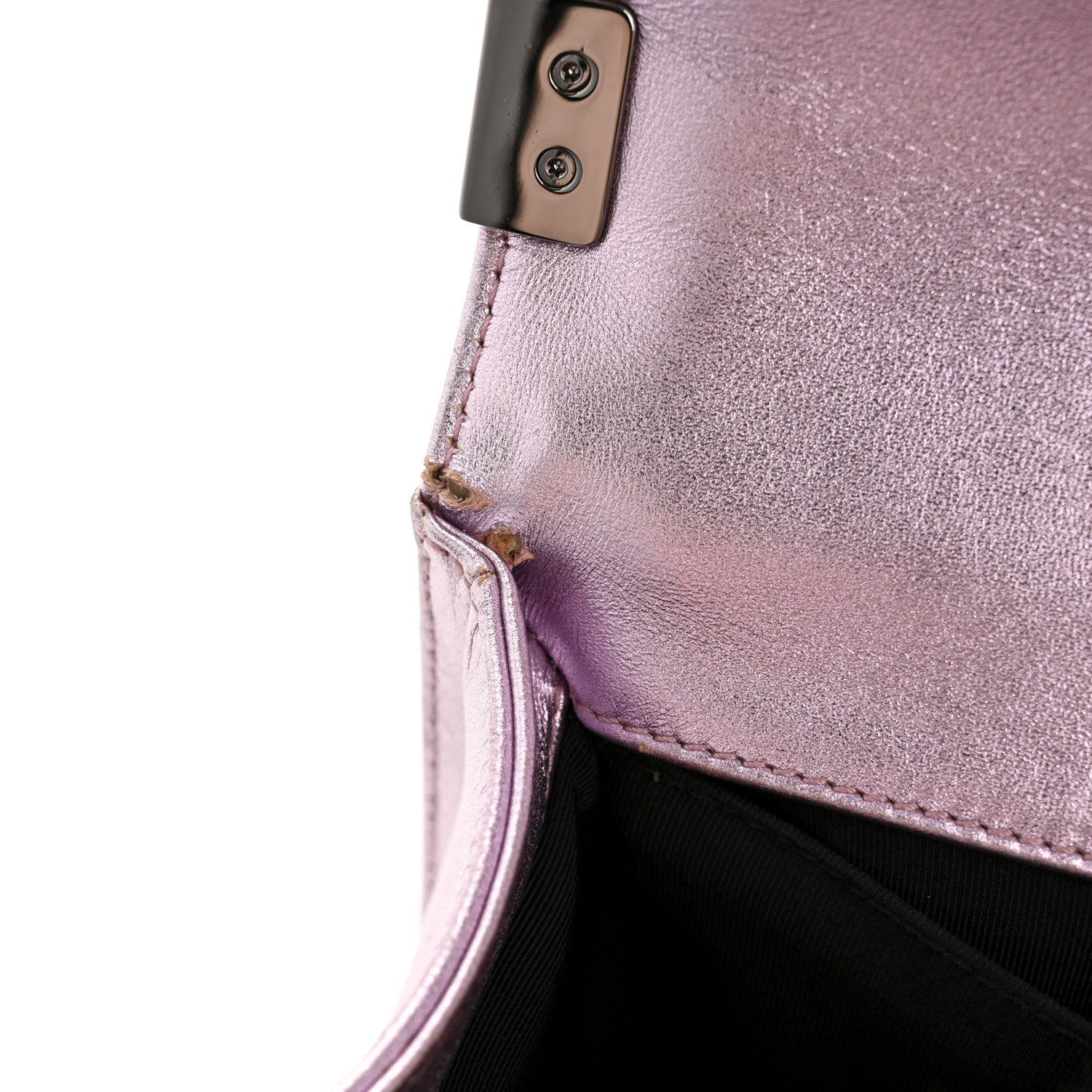 Chanel Metallic Patent Calfskin Quilted Medium Boy Flap Light Pink 12 of 15