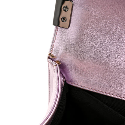 Chanel Metallic Patent Calfskin Quilted Medium Boy Flap Light Pink 12 of 15