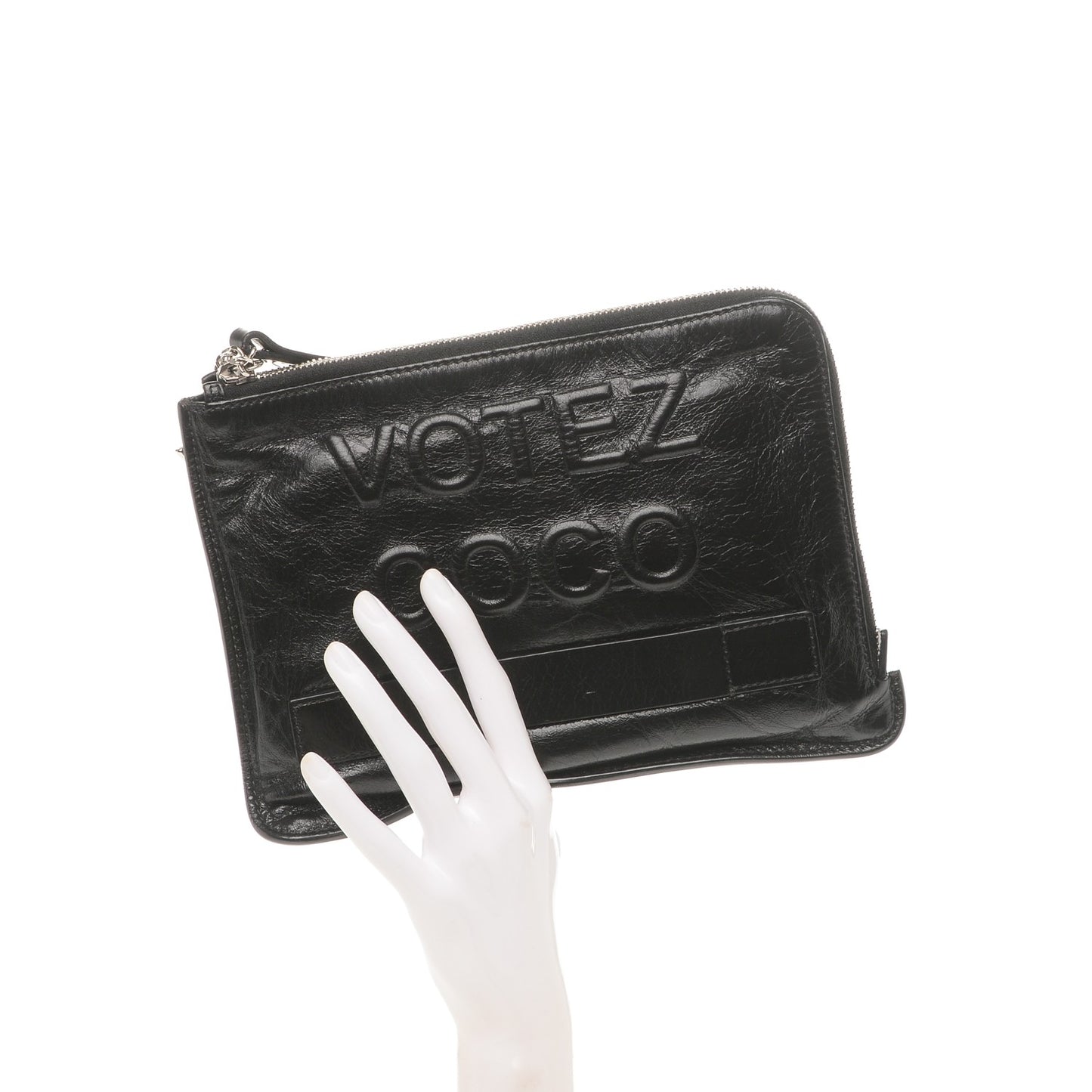 Calfskin Small Feminine Pouch Clutch Black