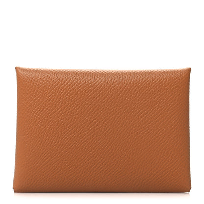 Hermes Epsom Calvi Duo Card Case Gold 1 of 9