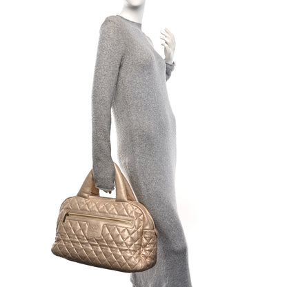 Chanel Metallic Lambskin Quilted Coco Cocoon Bowler Light Gold 2 of 11