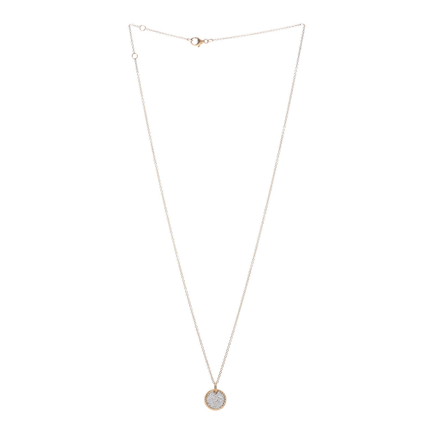 18K Yellow Gold Diamond Cable Collectibles Pave Charm Pendant Necklace