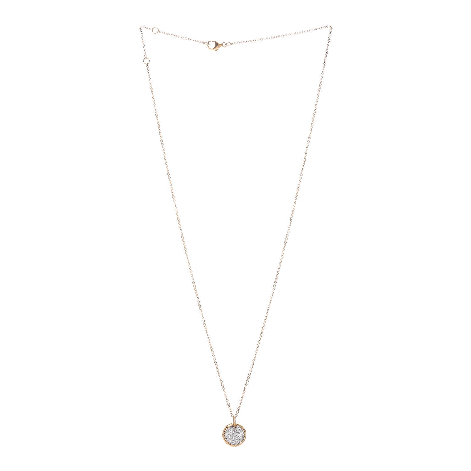 David Yurman 18K Yellow Gold Diamond Cable Collectibles Pave Charm Pendant Necklace 2 of 4