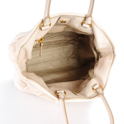 Prada Soft Calf Pleated Shopping Tote Talco 9 of 12