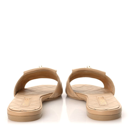 Chanel Lambskin Quilted CC Turnlock Sandals 39 Beige 6 of 14