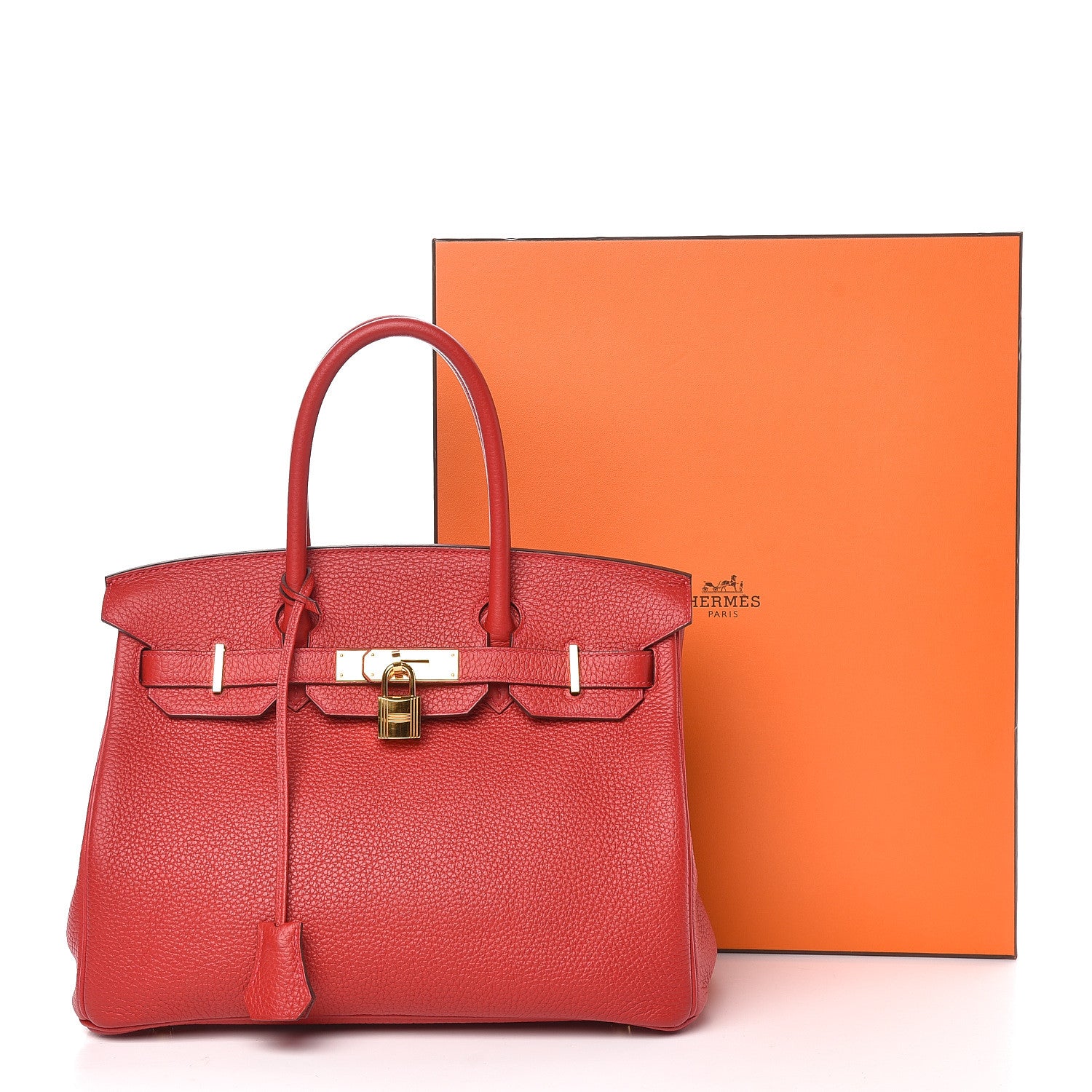 Hermes Taurillon Clemence Birkin 30 Rouge Casaque 11 of 11