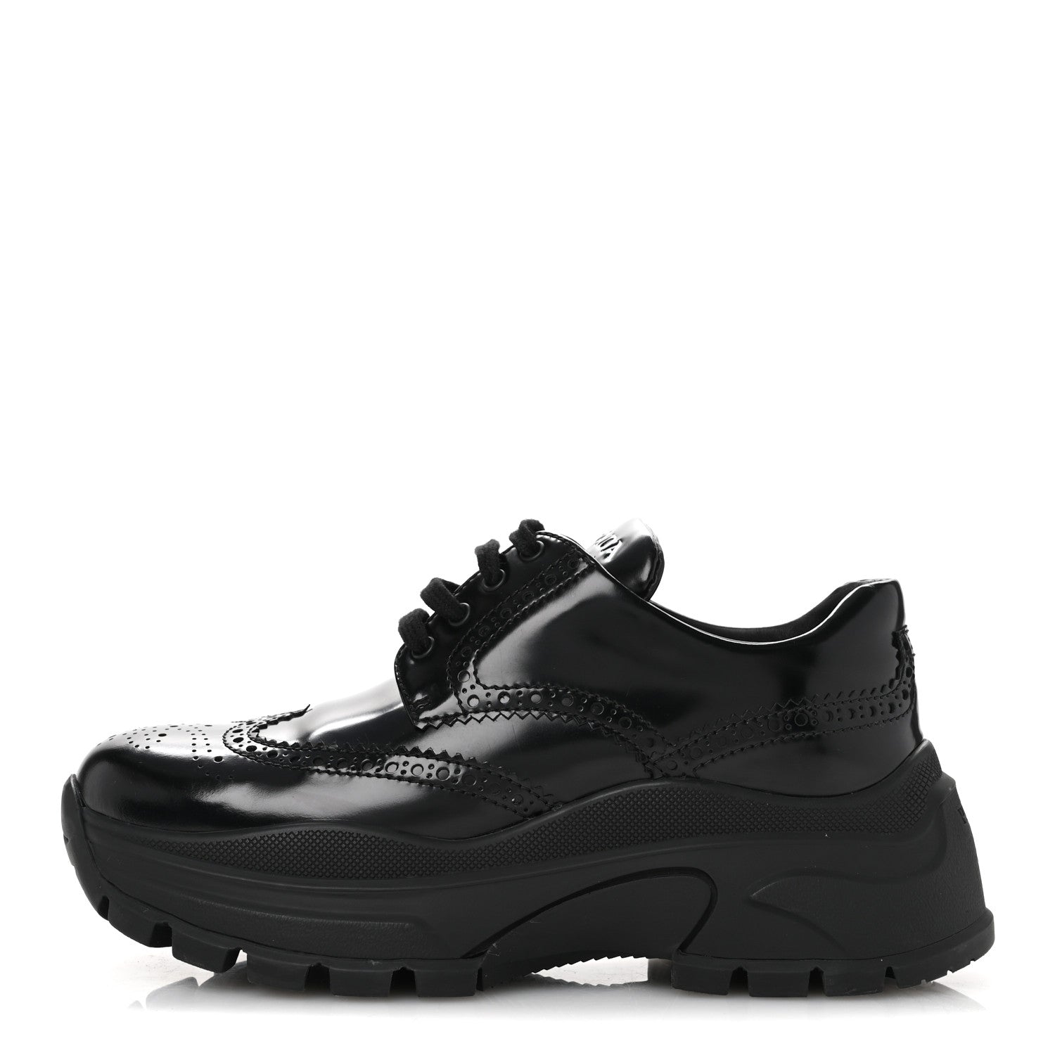 Prada Spazzolato Rois Brogue 55mm Derby Sneakers 39.5 Black 1 of 9