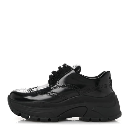 Prada Spazzolato Rois Brogue 55mm Derby Sneakers 39.5 Black 1 of 9