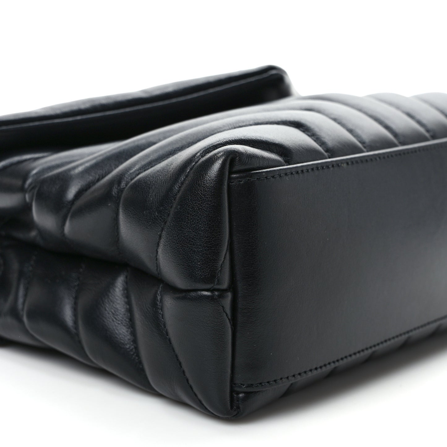 Calfskin Y Quilted Monogram Monochrome Small Loulou Chain Satchel Black