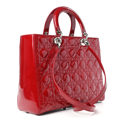 Christian Dior Patent Cannage Large Lady Dior Red 3 of 9