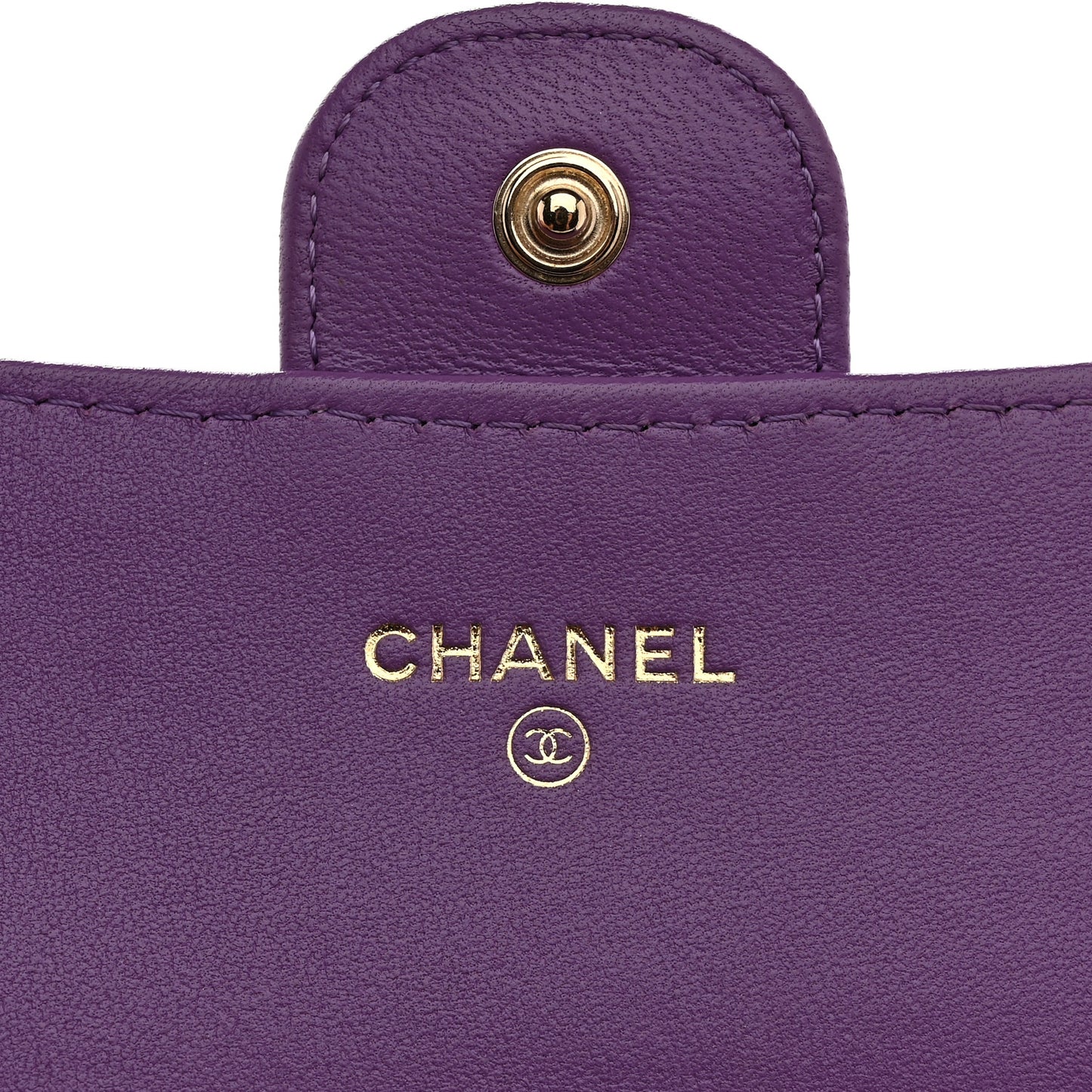Lambskin Quilted Large Gusset Flap Wallet Purple