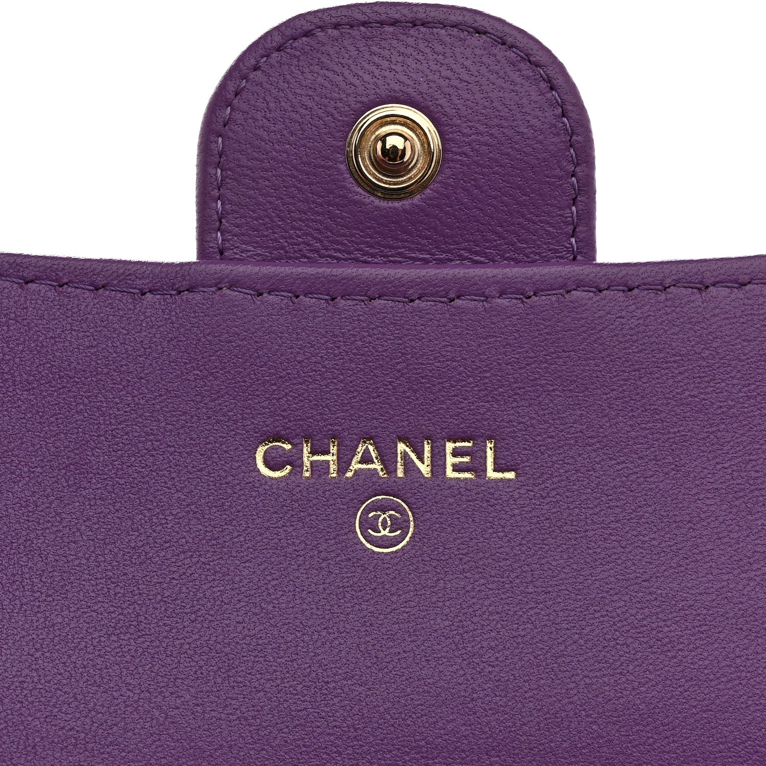 Chanel Lambskin Quilted Large Gusset Flap Wallet Purple 6 of 8