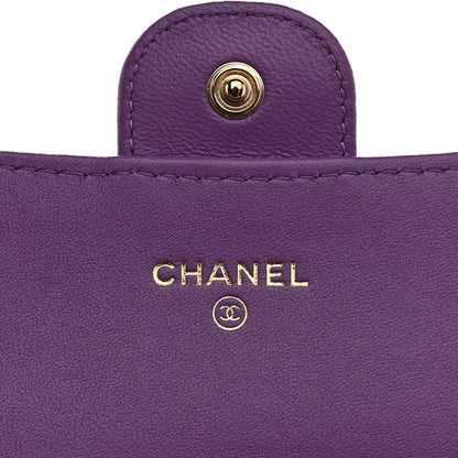 Chanel Lambskin Quilted Large Gusset Flap Wallet Purple 6 of 8