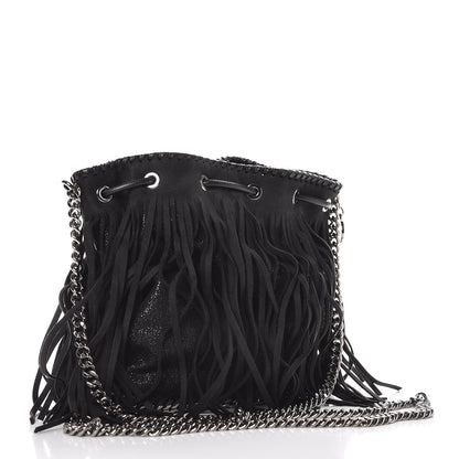 Stella McCartney Shaggy Deer Fringe Falabella Bucket Bag Black 3 of 7