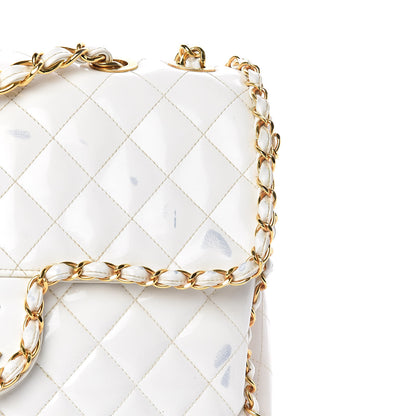Chanel Patent Quilted Jumbo XL Chain Around Flap White 13 of 20