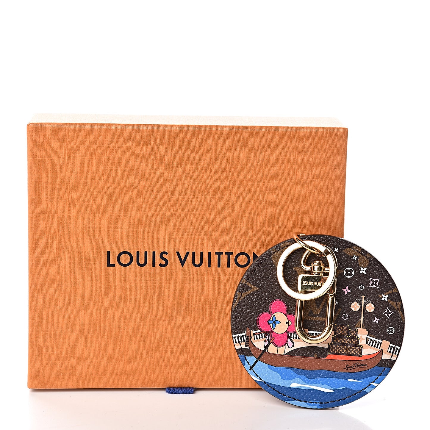 Monogram 2019 Christmas Animation Venice Bag Charm Key Ring Blue