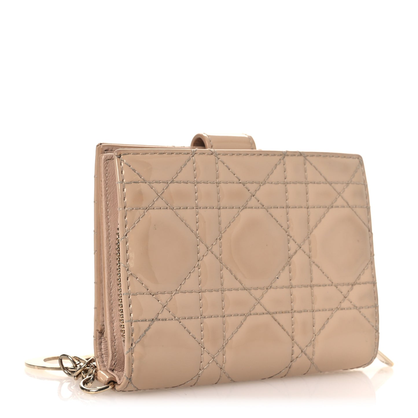 Patent Cannage Lady Dior Eden Wallet Beige