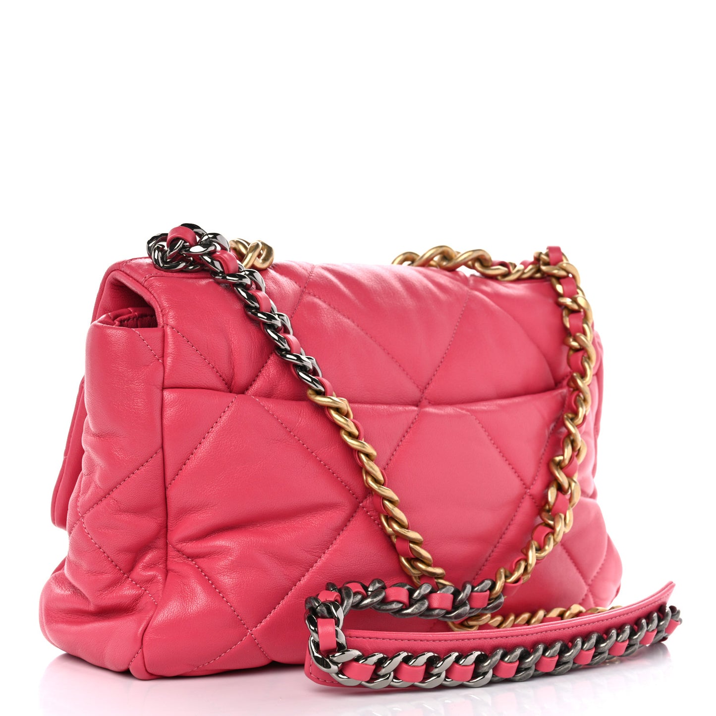 Lambskin Quilted Large Chanel 19 Flap Dark Pink