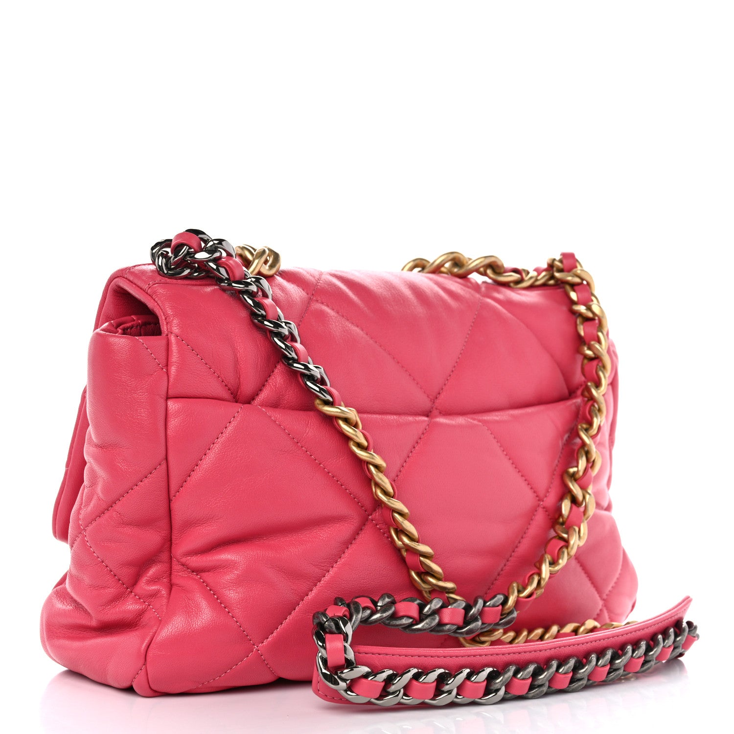 Chanel Lambskin Quilted Large Chanel 19 Flap Dark Pink 3 of 10