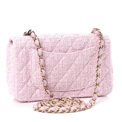 Chanel Tweed Quilted Mini Rectangular Flap Pink 3 of 10