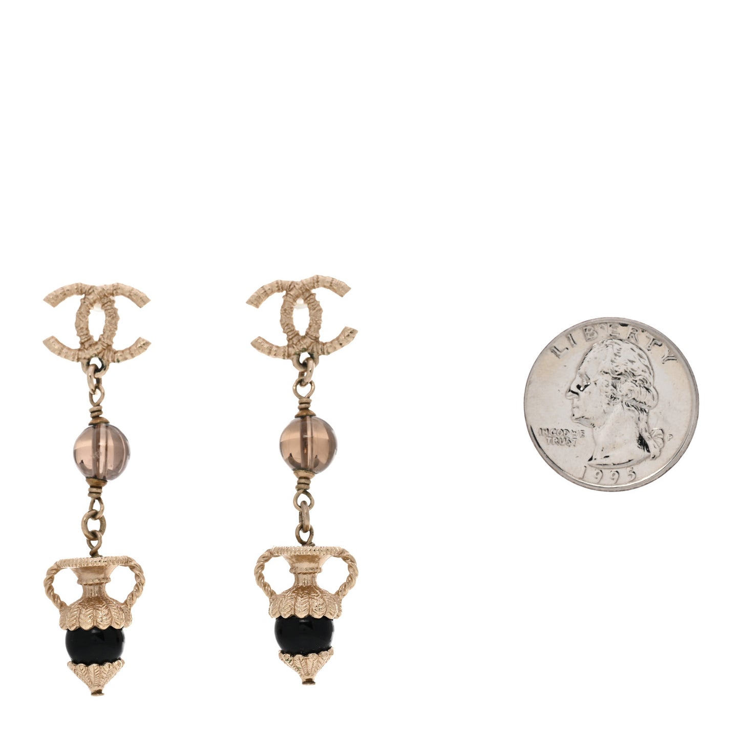 Metal Gripoix CC Drop Earrings Gold