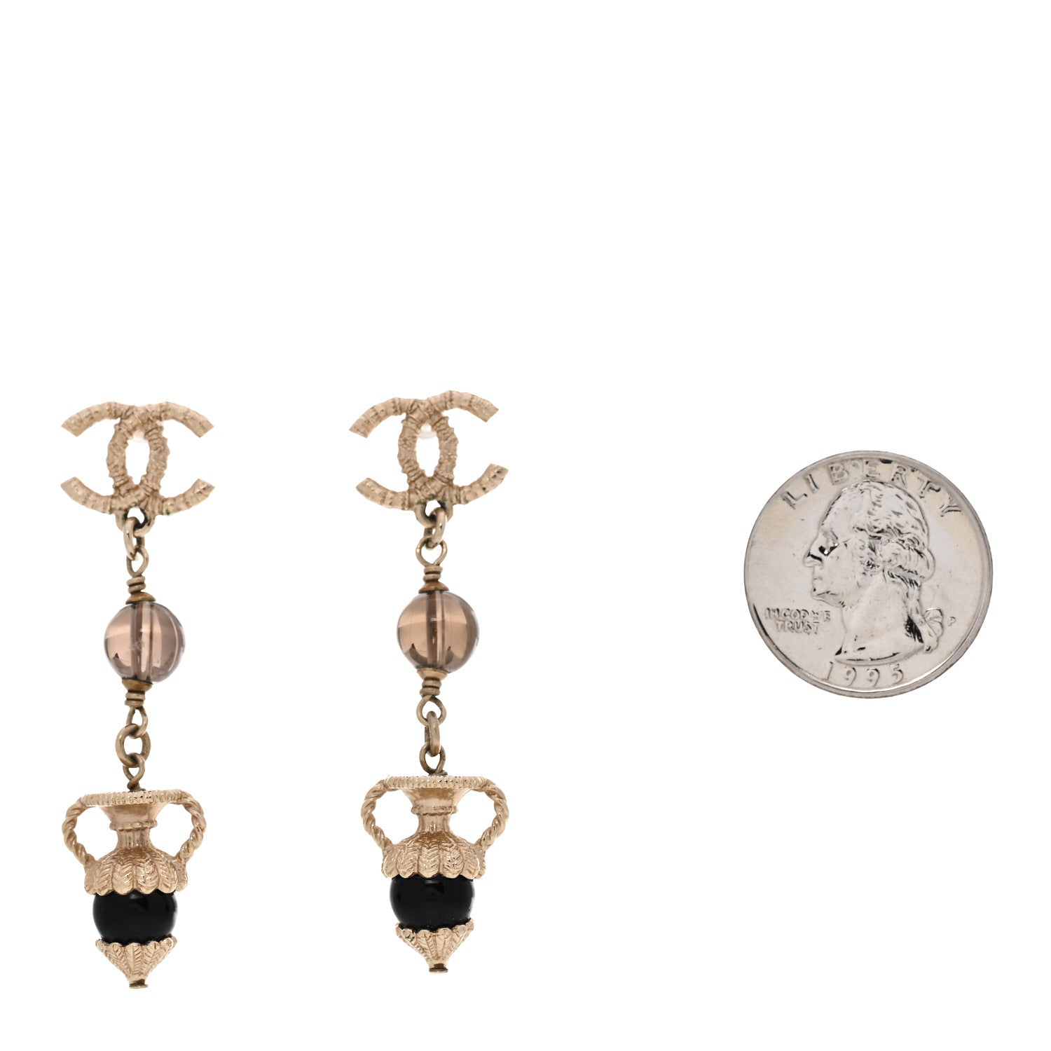 Chanel Metal Gripoix CC Drop Earrings Gold 2 of 4