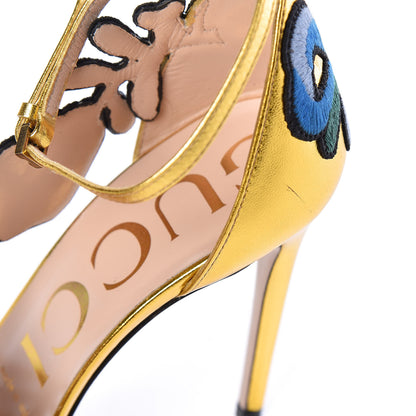Gucci Metallic Nappa Ophelia High Heel Sandals 37 Gold 8 of 8