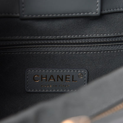 Chanel Aged Calfskin Quilted Coco Handle Shopping Tote Blue 9 of 11