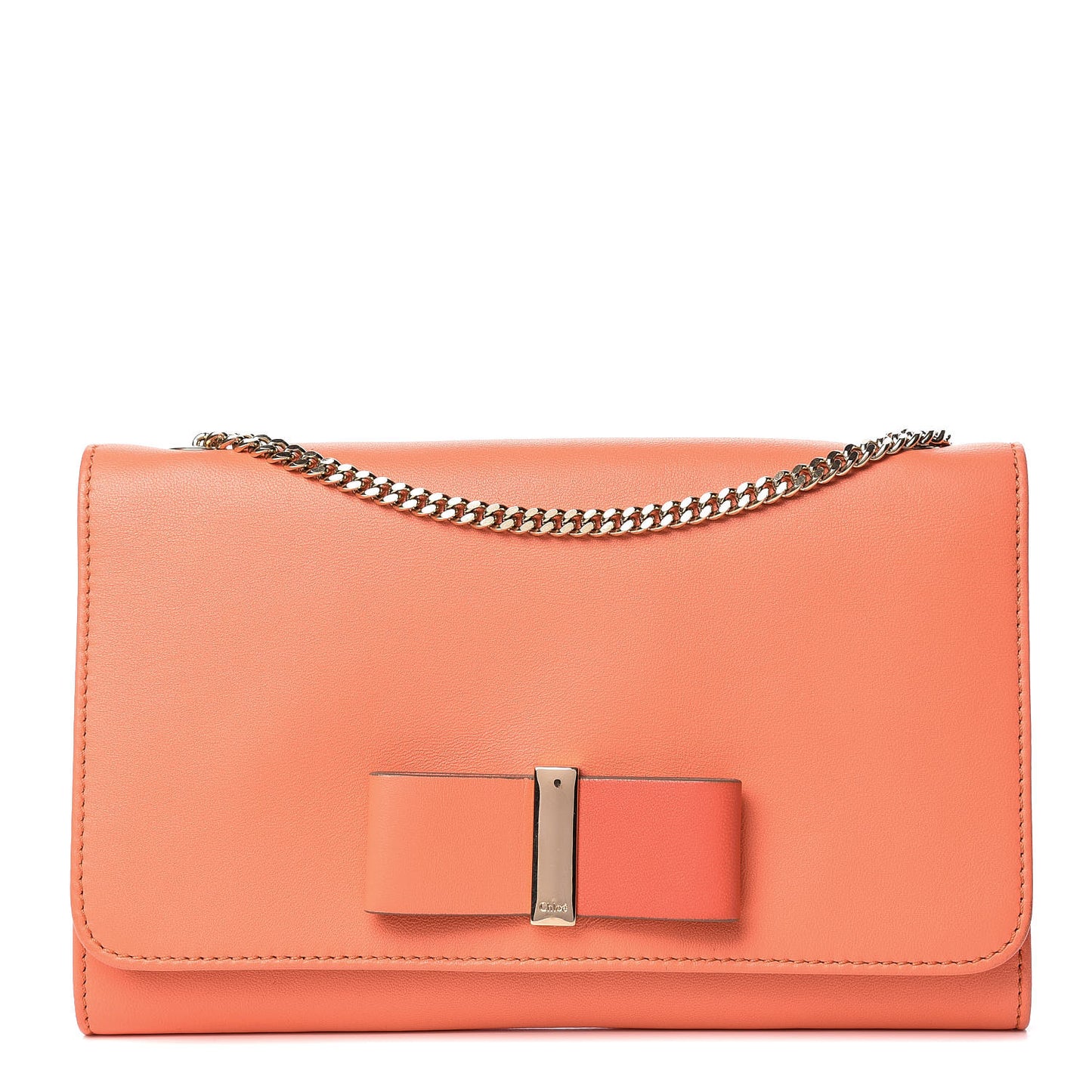Lambskin Bow Wallet On Chain