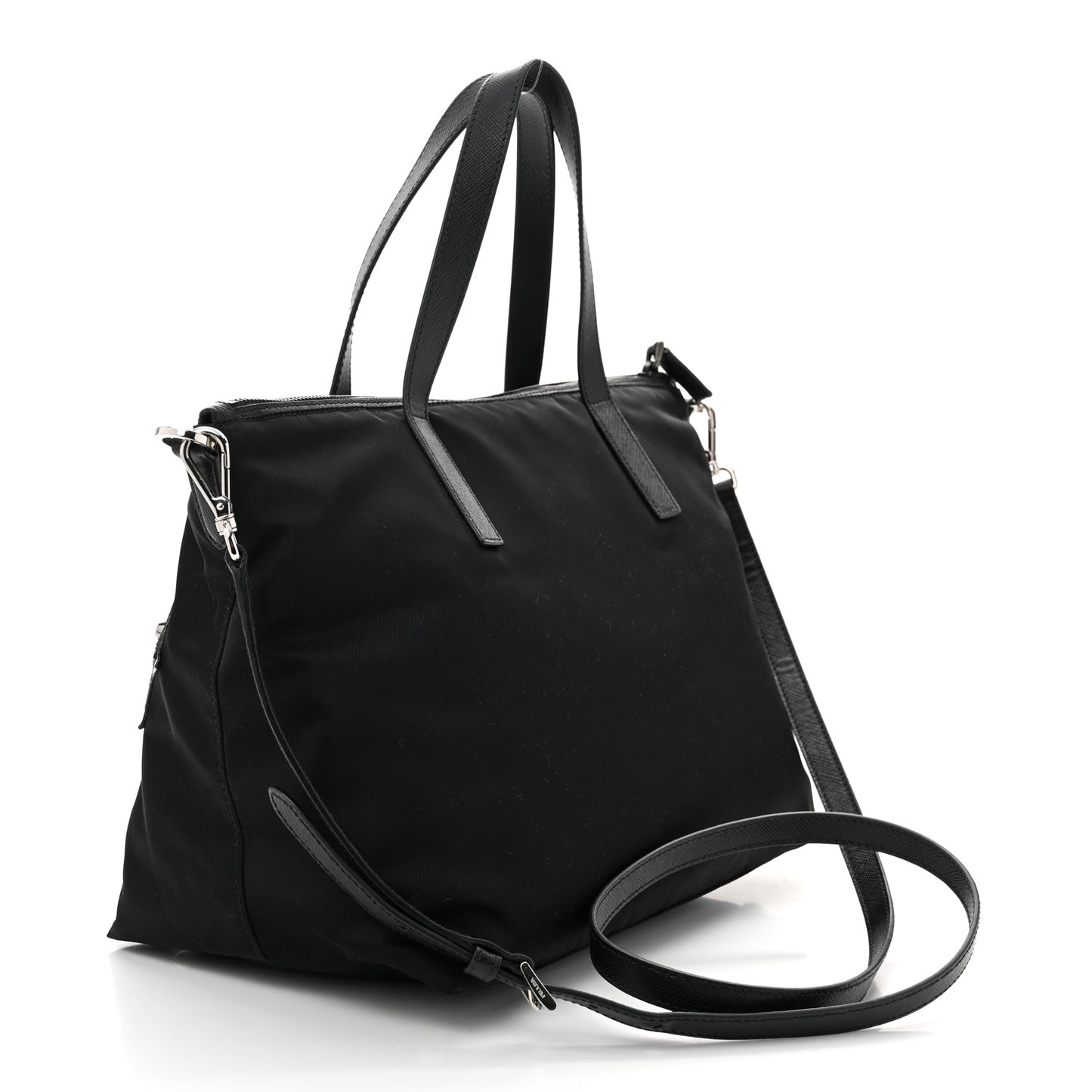 Nylon Tessuto Saffiano Robot Tote Bag Black Petal