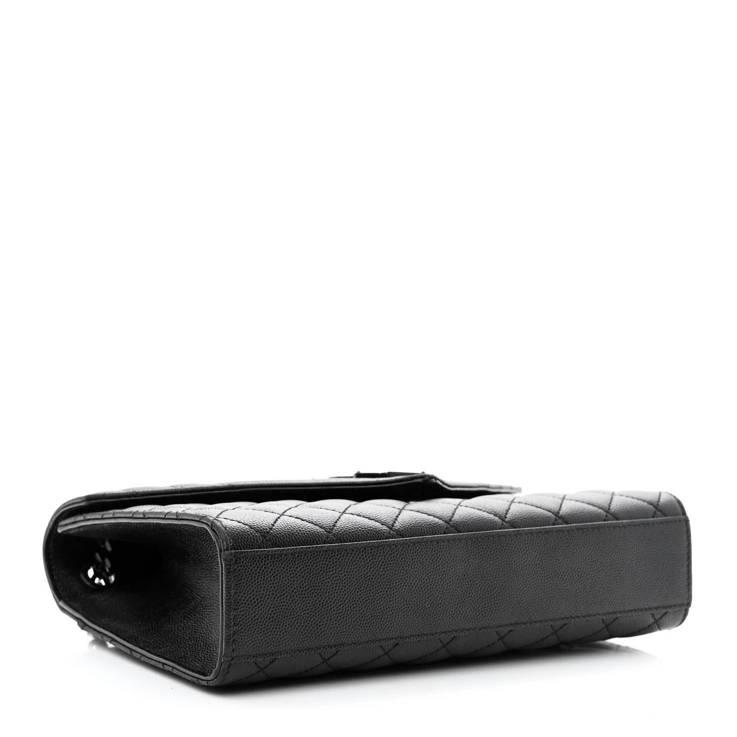 Saint Laurent Grain De Poudre Textured Mixed Matelasse Triquilt Medium Monogram Monochrome Satchel Black 4 of 11
