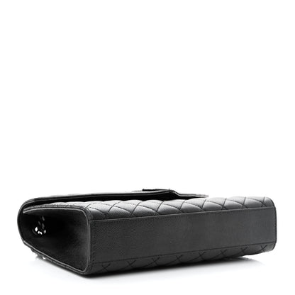 Saint Laurent Grain De Poudre Textured Mixed Matelasse Triquilt Medium Monogram Monochrome Satchel Black 4 of 11